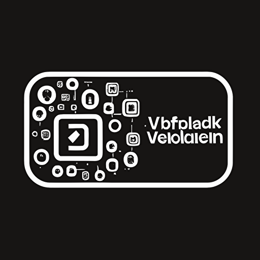 modern, simple, vector iconic logo of YouTube channel about Blockchain and Web3 development, white vector, on black background