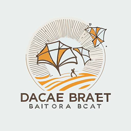 logo for beach bar company named " DREAM COAST " target audience engaged kite surfers 20s and 30s, white background, logo style, flat vector, simple, modern, outline