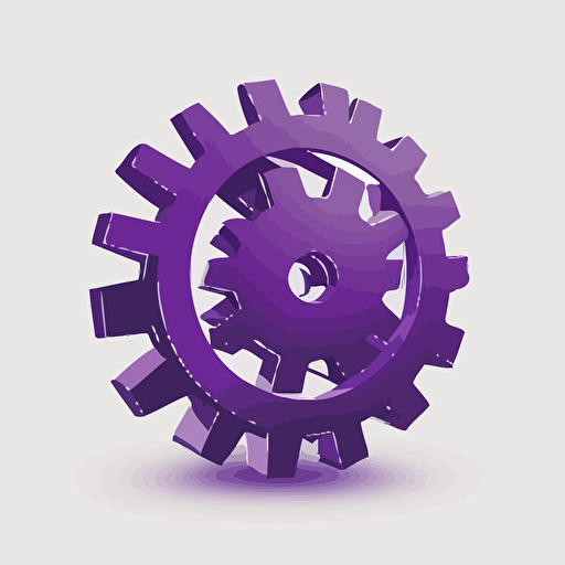 simple icon, technology gear, white background, single color, purple, vector, no shadows