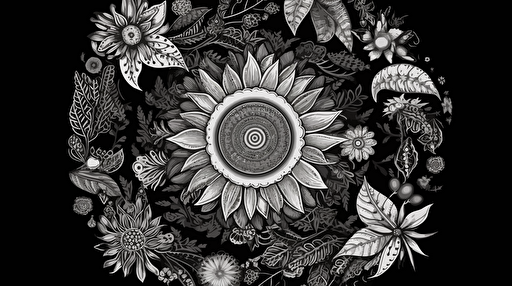 christmas vector black white mandala