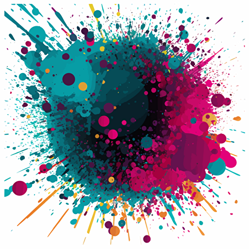 A backgriound template consisting mostly of 2D vector art. Colors used 80% Cyan on white background. Add some 7% magenta, 7 %yellow and 6% black as well in form av sprinkles focused on the centre part of image.