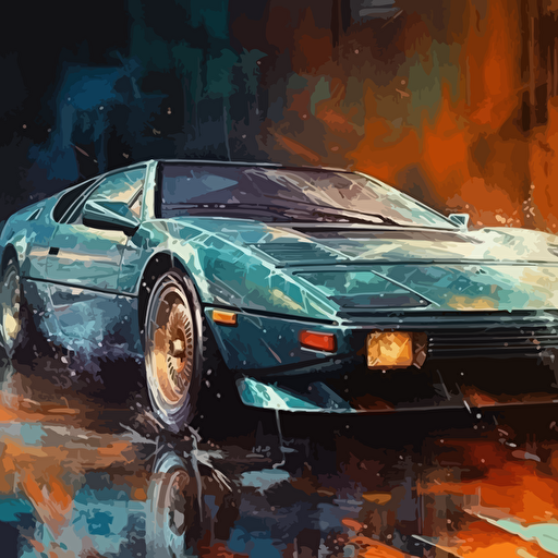 painting of a vector w8 sports car, rembrandt, divinci, baroque, luxury sports car, masterpiece painting, high end art, colors, masterpiece painting