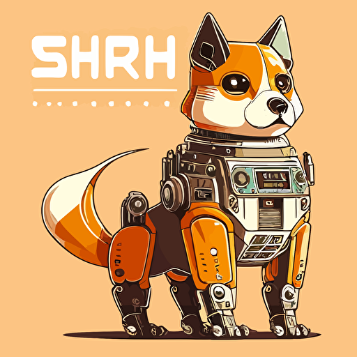 shiba inu robot, vector style, simple, logo, front on