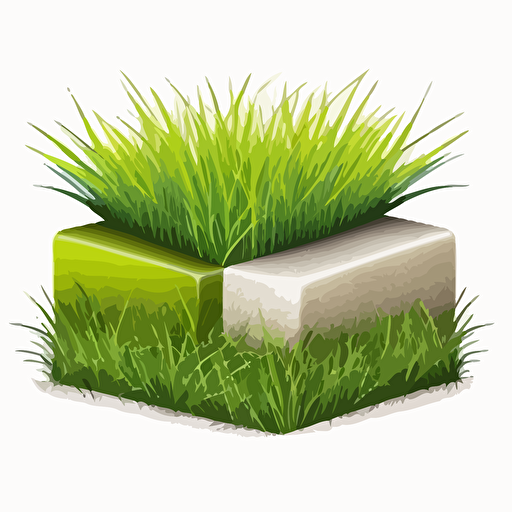 grass patches, vector art, morandi colours, isolated white background