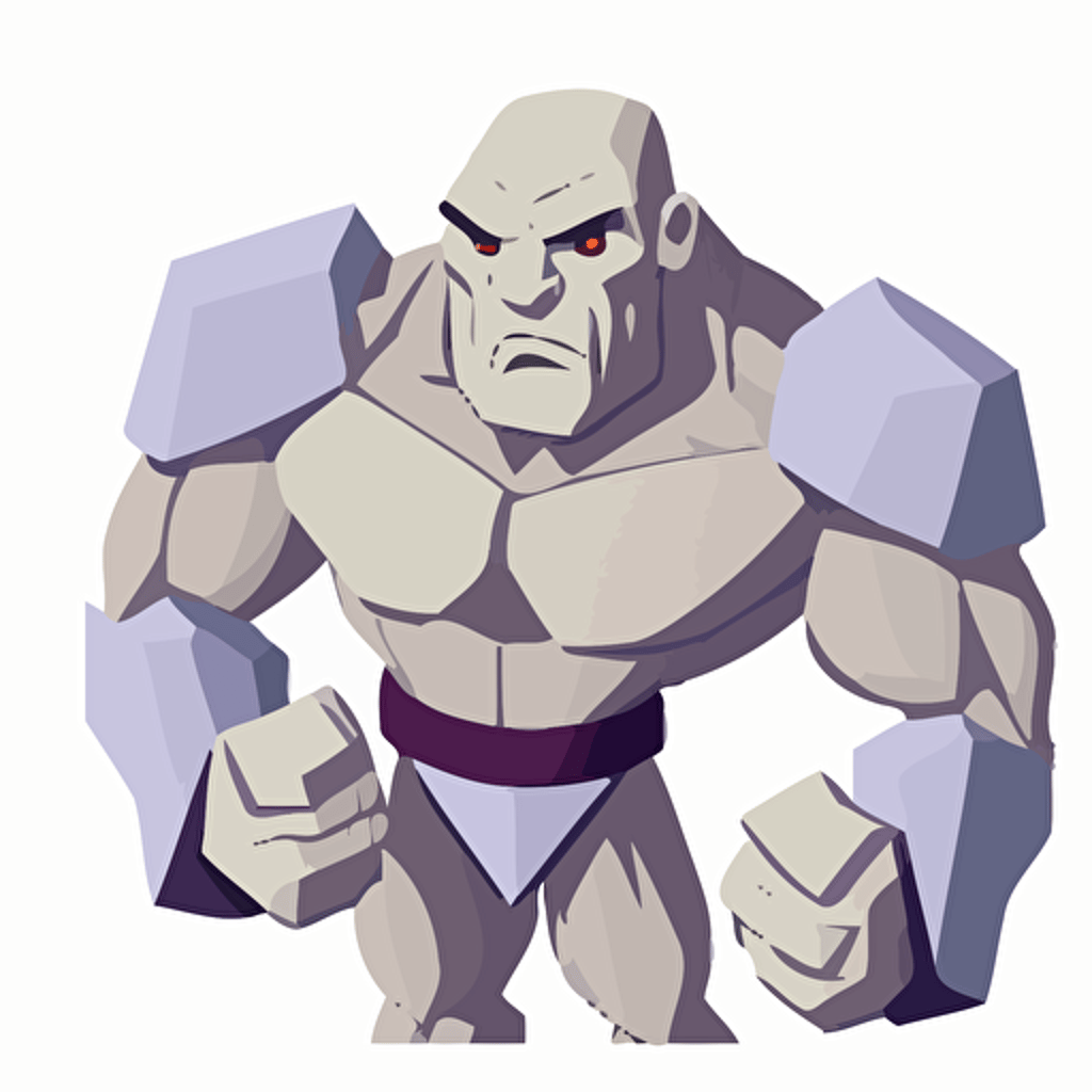 golem, vector logo, vector art, emblem, simple cartoon, 2d, no text, white background