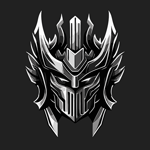 autobot face logo vector knight helmet medieval style samurai black grey white epic