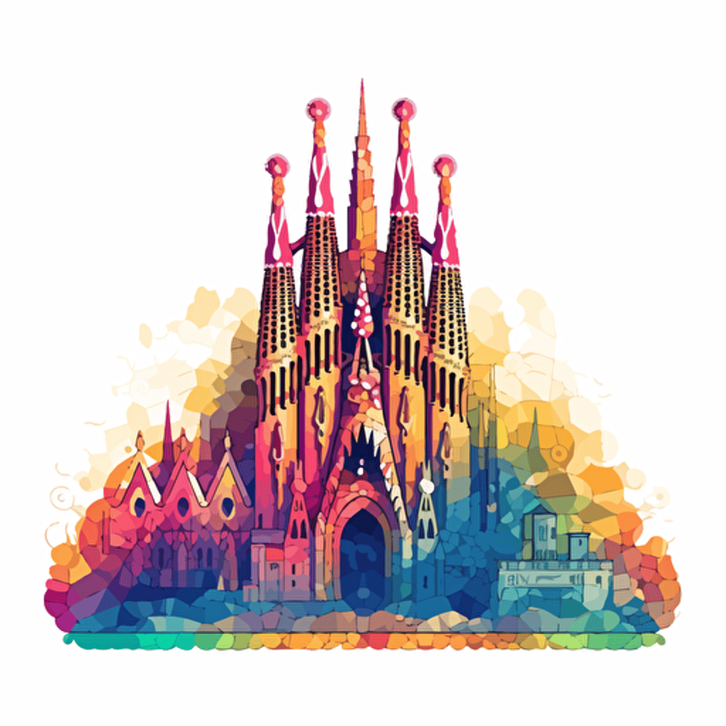 mosaic sagrada familia vector logo colorful simple