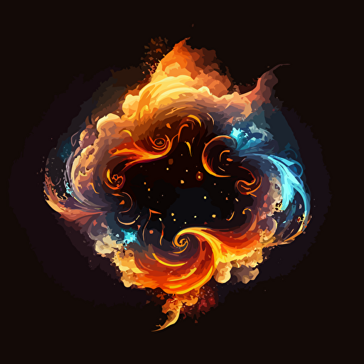 burning cosmic cloud logo, perfectly symmetrical, vector