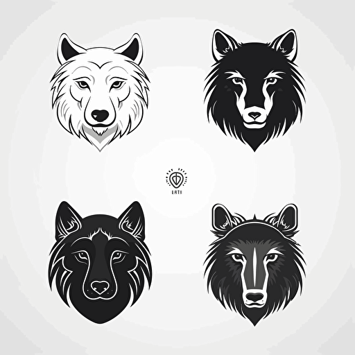 vector single animal HEAD logo design ,flat design,black color, white background