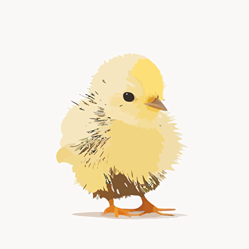 baby yellow chick, white background, flat color vector art