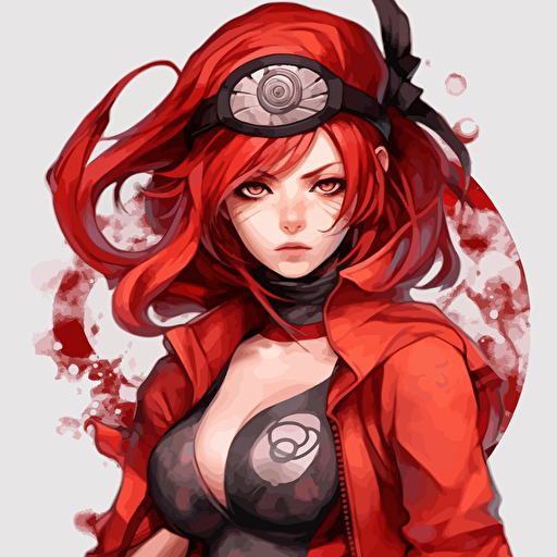 women manga, style naruto, vectoriel, light red, gothique v 5