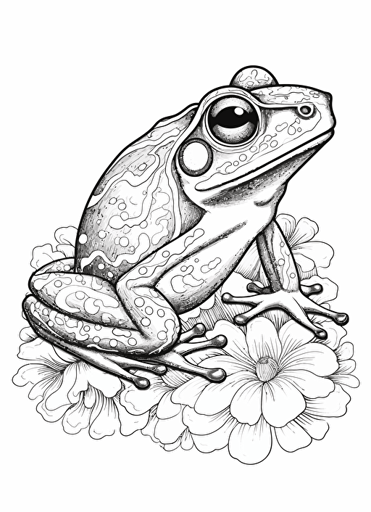 2d illustration, simple vector frog coloring page