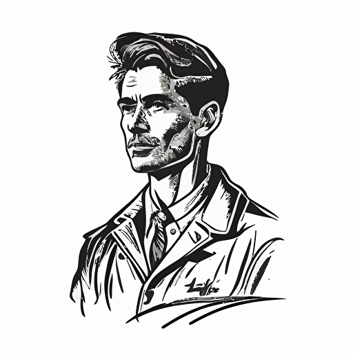 a simple sketch of a young medical doctor on white background, logo, vector