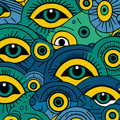 pattern of eyes by tim lahan, 2d vector art, flat colors