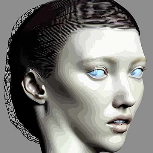 complex 3d render ultra detailed beautiful porcelain profile young woman face biomechanical cyborg 150 mm lens beautiful studio soft light rim light lemon details big leaves stems roots fine foliage lace mesh wire alexander mcqueen high fashion haute couture art nouveau fashion embroidered intricate details hyper realistic ultra detailed mandelbrot fractal anatomical facial muscles cable wires microchip elegant octane render h r giger style black eyes plump lips brown skin volumetric lighting 8k post production trending artstation