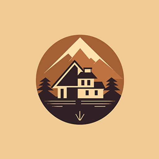 create a very simple geometric real estate logo, vector style, country side life, simple