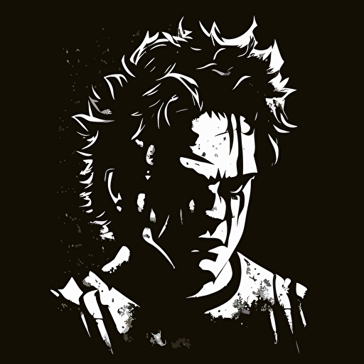32bit leatherface, white on black background, no shading, 2D, vector, 3:4