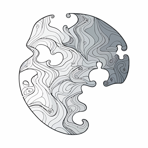 vector line drawing of puzzle peaces