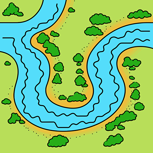land where two rivers connect, vector, very simple