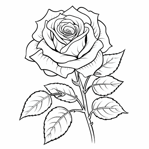 rose No Shadow. Cartoon. Coloring page. Vector. Simple.