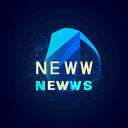 a colorful blue vector art news logo in style of gaming logo, transparent background