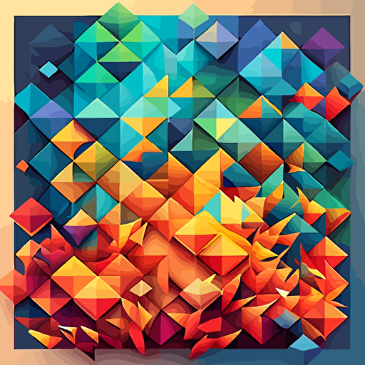 colorful vector art, square tiles