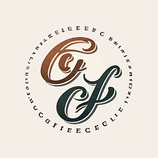 the letters g and f, lowercase vector simple logo in a script font inside a circle