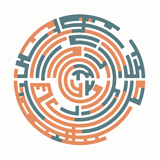 minimalistic vector flat illustration of a circular maze, white background
