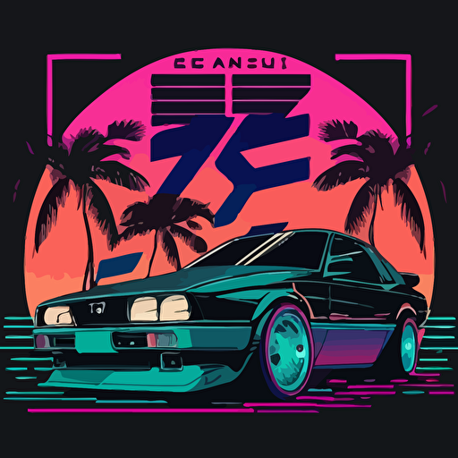 e31 in miami vice style, logo, flat background, vector