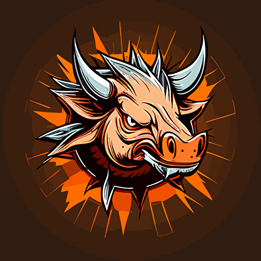 warthog, ice burning wheel background, head shot, cartoon eyes, friendly but focused, vector logo, vector art, emblem, simple, cartoon, 2d