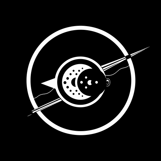 simple fishing pole, minimalism, vector art, black and white, flat, logo