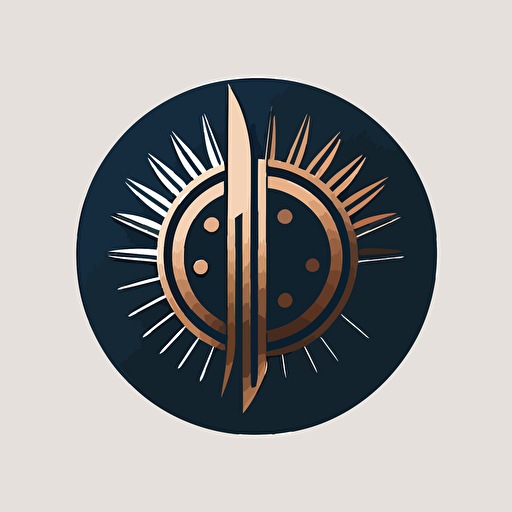 logo, flat design, rivets, vector, simple design, sophisticated, black and white with hints of bronze and dark blue