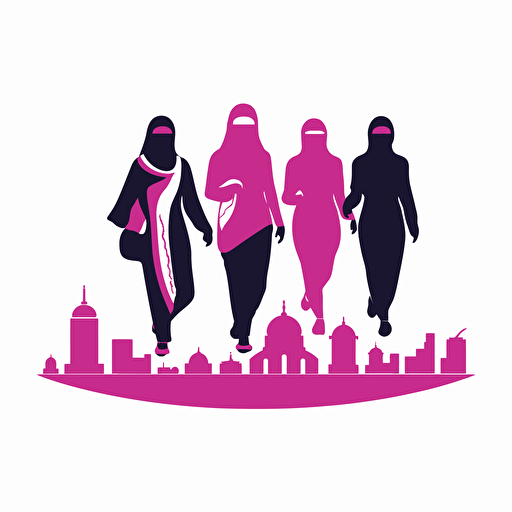 a vector logo for a community women's only walking group called step-sisters, incorporating a shoe and hijab