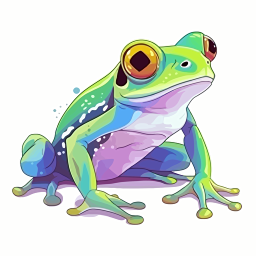 cute illustration of colorful frog, vector, contour, white and easy to separate background