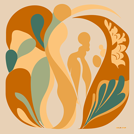 Matisse inspired vector shape, 2D, earth tone