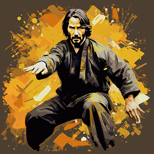 keanu reeves i know kung fu as a vector illustration, 10 color art