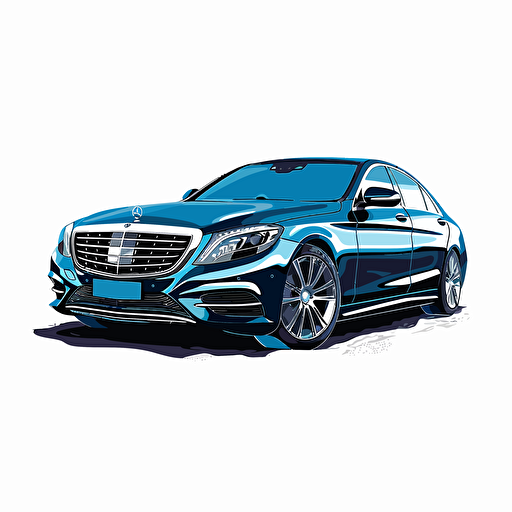 vivid color vector drawing of Mercedes Benz S550 on white background