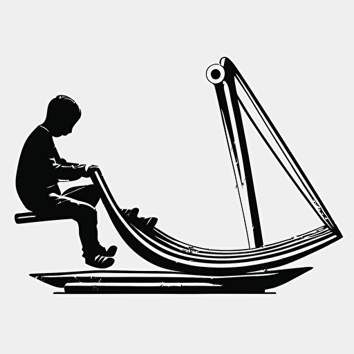 simple black and white vector art illustration of a teeter totter from profile view. There is nothing else in the drawing