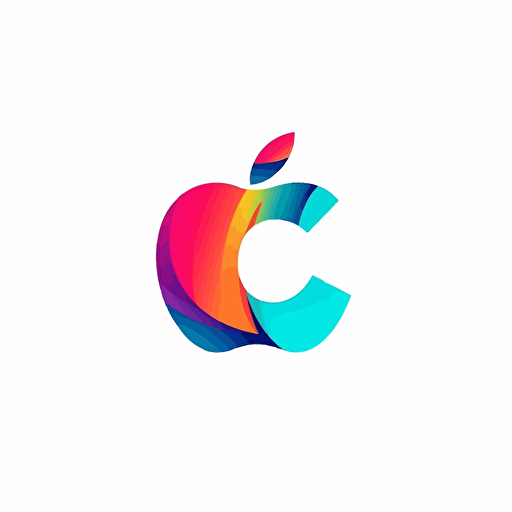 A flat vector logo design, cap letter C in the middle, modern, Apple style, artistic, 3 colors in white background