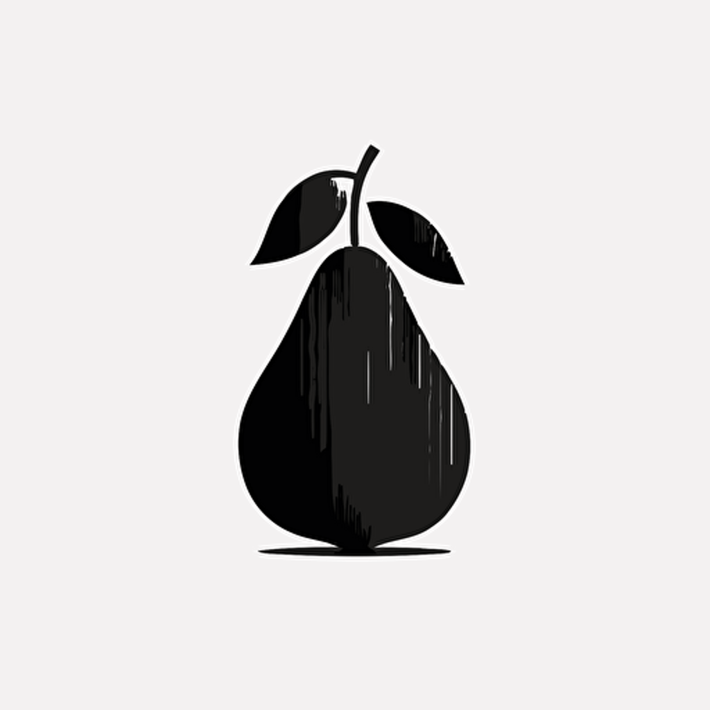 simple minimalistic iconic logo of a pear. black vector on white background. v5