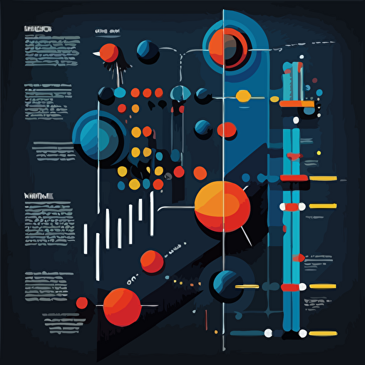 Create a vector illustration that portrays a time line that shows the transformation process from squares to spheres as an evolutionary journey. Only in dark blue, and black with flat vector shapes, drawing inspiration from the iconic style of alexander calder. Experiment a dynamic and engaging neon effect that captures the essence of this transformation.