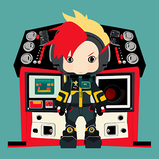 anime toddler boy in a robot suite , simple, vector