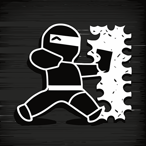 cookie cutter design as a black and white vector, simplistic, human ninja body anthropomorphized with a dog head.