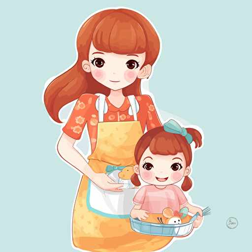 mommies little helper, cute, vector, white background