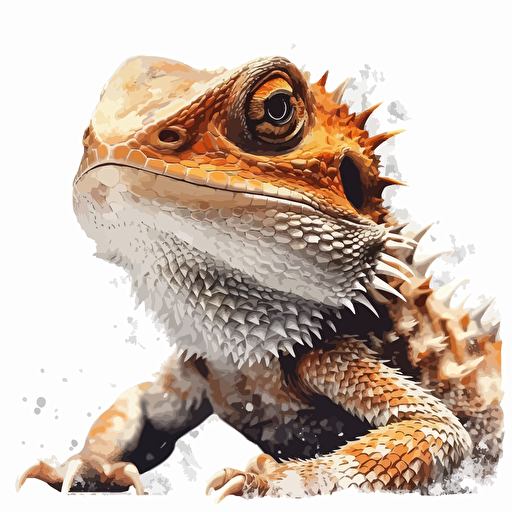 Bearded Dragon reptiles looking straight in the camera, white bg, vector