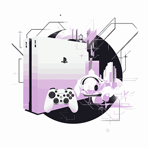 2D vector Gaming with Playstation and Xbox in minimalism cyberpunk style, vector illustration