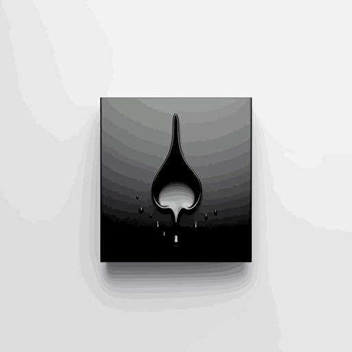 Elegant, Stylized iconic logo of a water drop falling into a black card, black vector, on white background