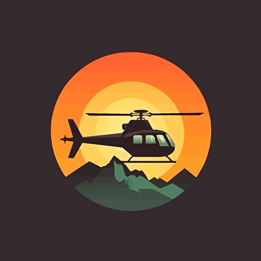 vector flat helicopter logo