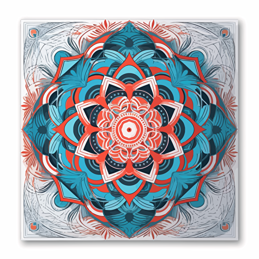 geometric modern vector style square mandala with separate colored layers with details only white background