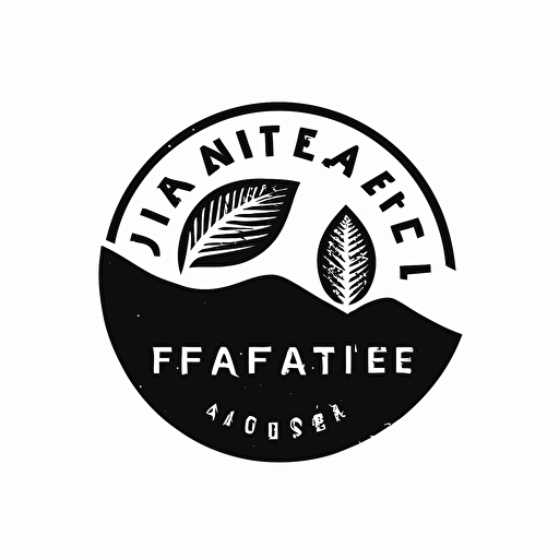flat, 2d, vector minimalist modern coffee logo, black and white